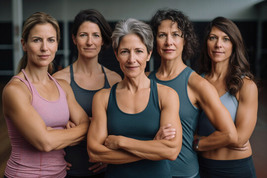 Women in supportive activewear indoors
